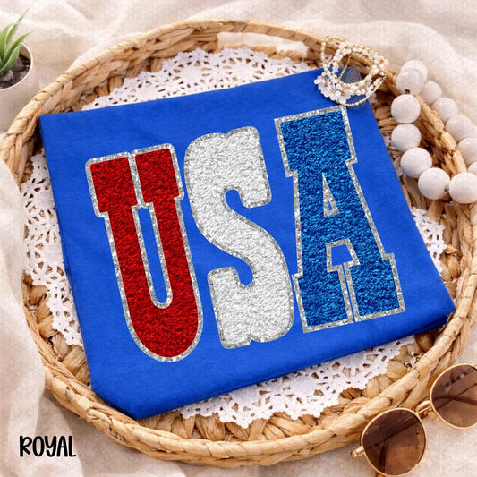 USA Faux Chenille 4th of July DTF Transfer