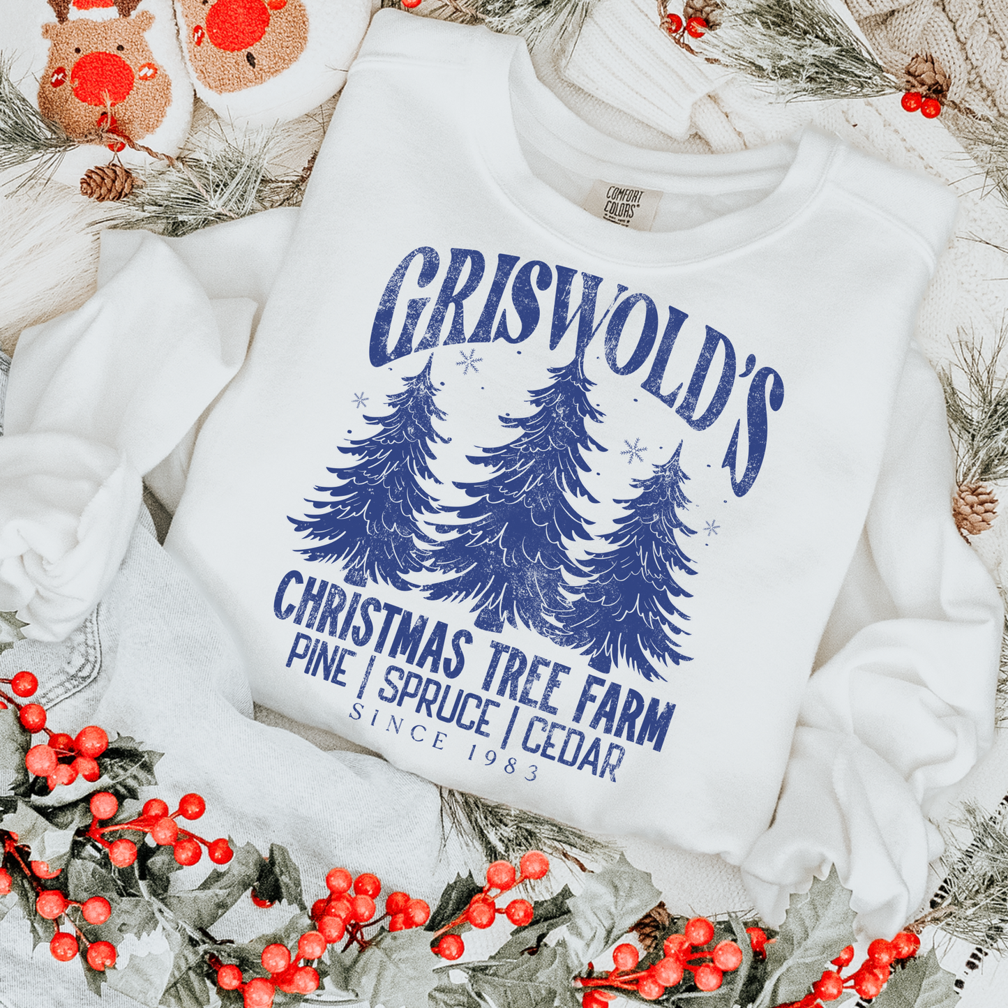 Christmas Tree Farm Blue DTF Transfer