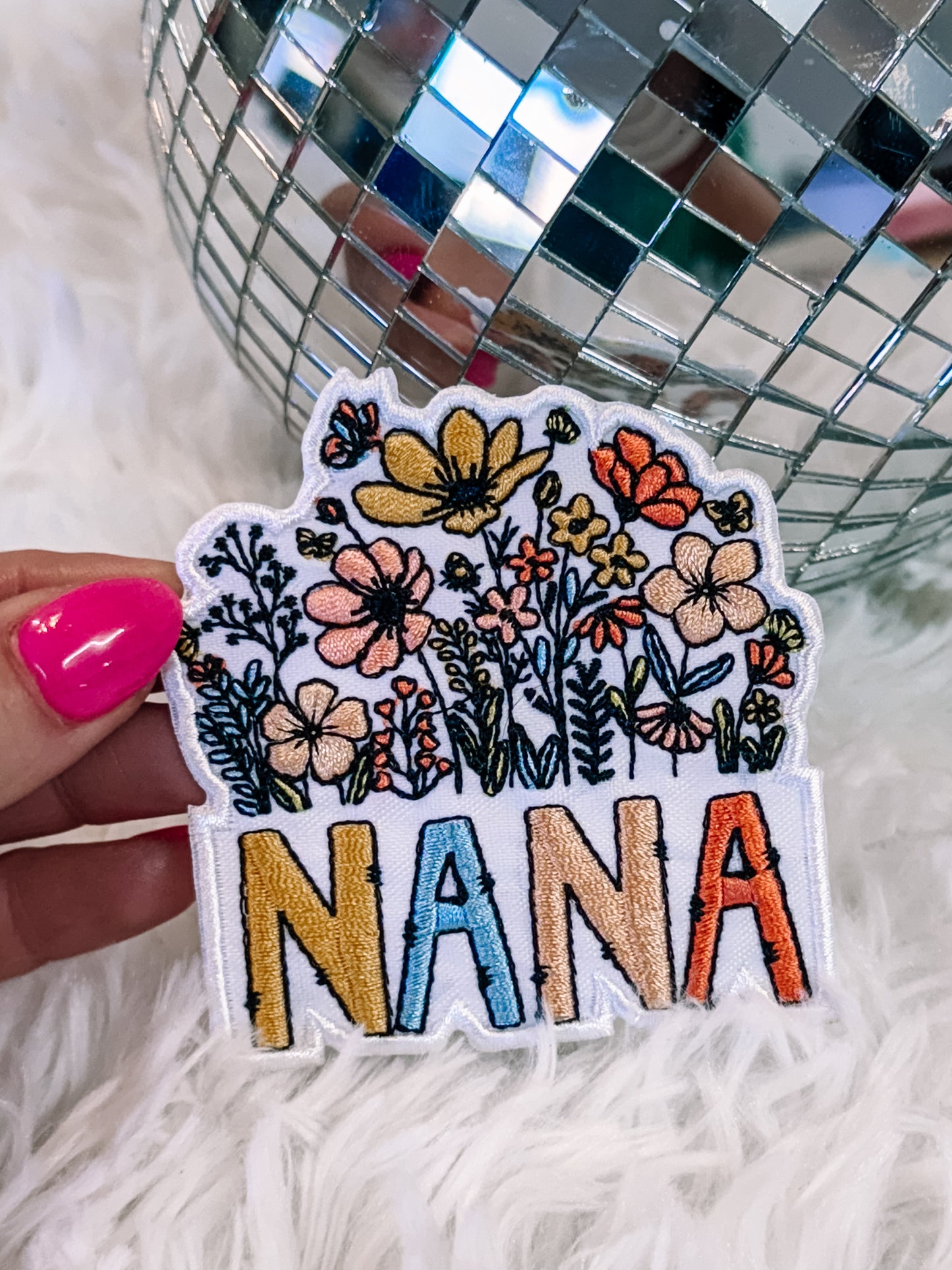 Floral Nana Hat/Pocket Patch