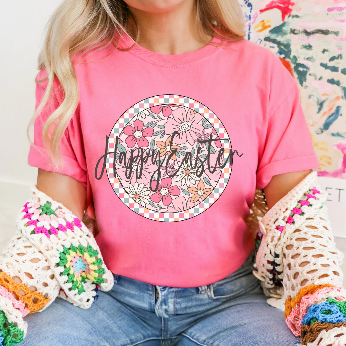 Spring Floral Happy Easter DTF Transfer
