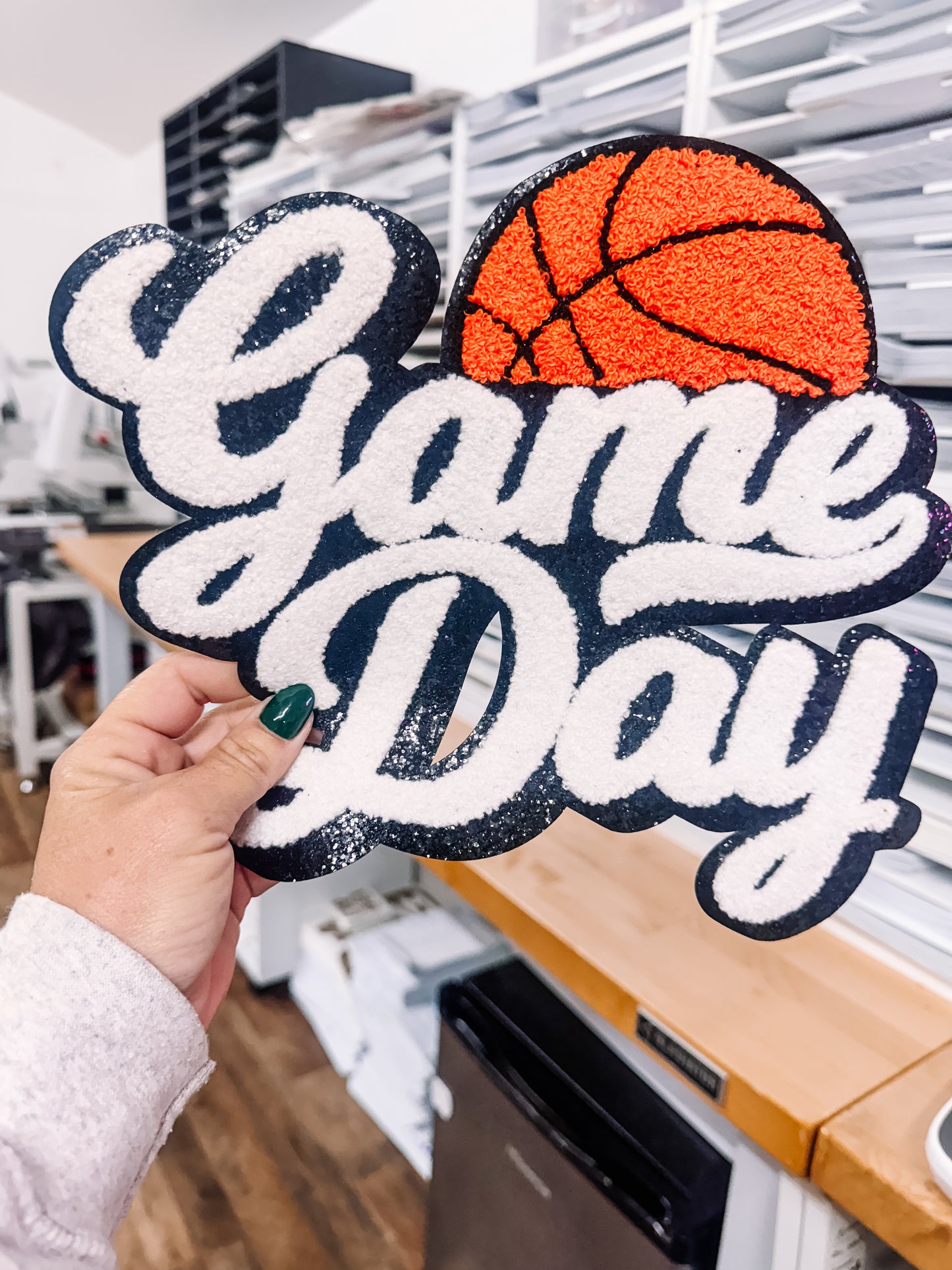 Game Day Basketball Chenille Patch (Adult Size)