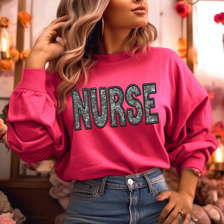 Diamond Faux Sequin Nurse DTF Transfer