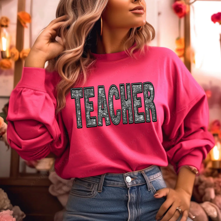 Diamond Faux Sequin Teacher DTF Transfer