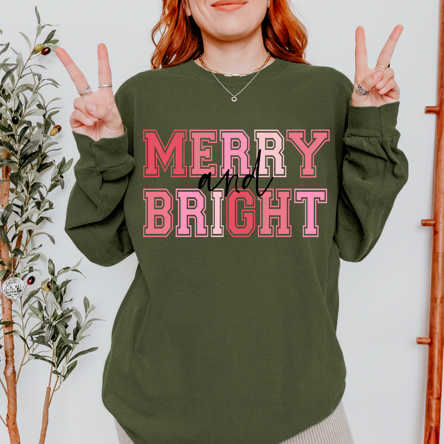 Pink Merry And Bright DTF Transfer