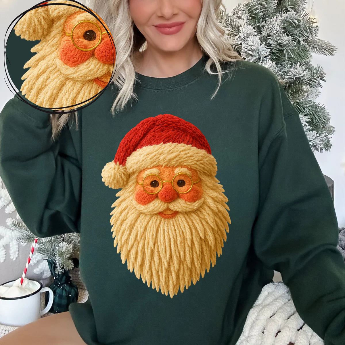 Faux Yarn Santa Claus 3 DTF Transfer