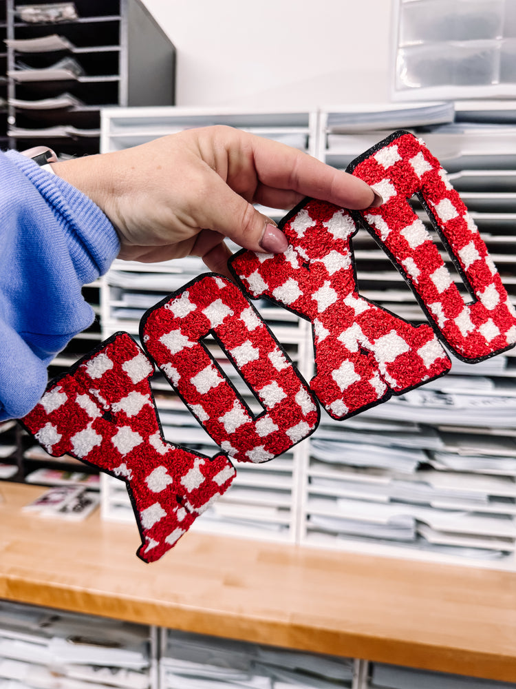 Checkered XOXO Chenille Patch