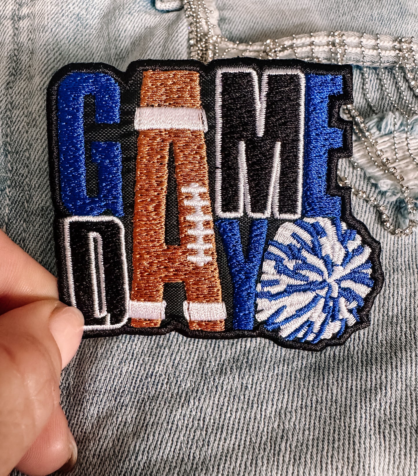Blue Football Game Day Hairstylist Hat/Pocket Patch