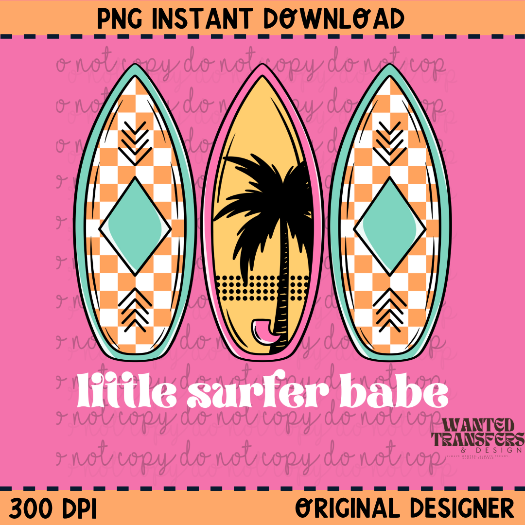 Little Surfer Babe PNG Digital Download