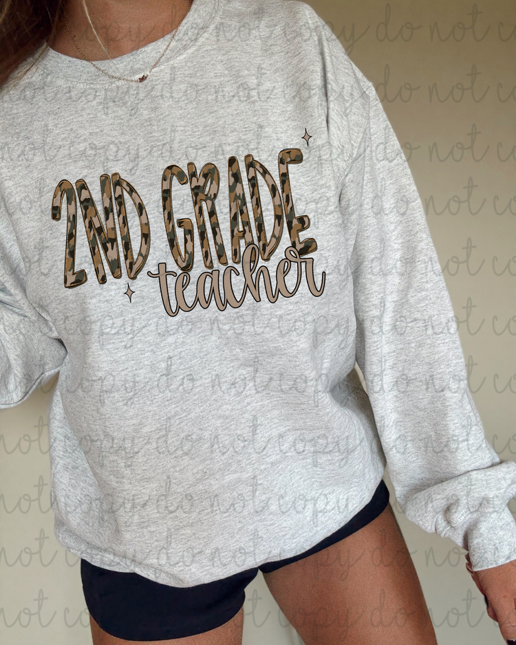 Camo 2nd Grade Teacher PNG Digital Download