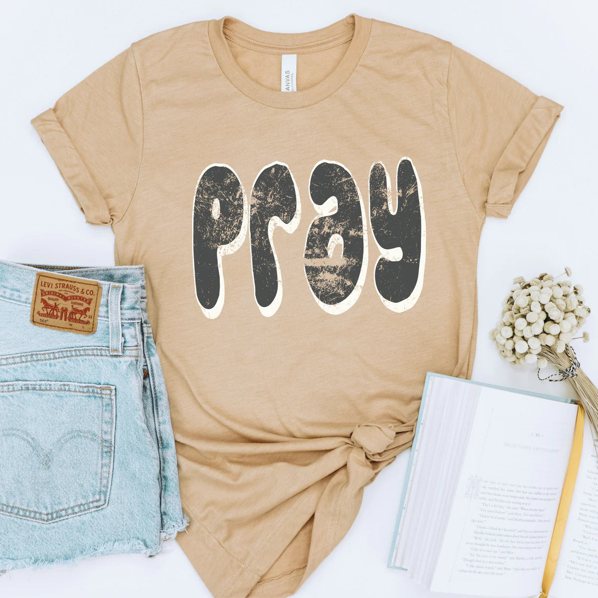 Pray Faith Retro Distressed DTF Transfer
