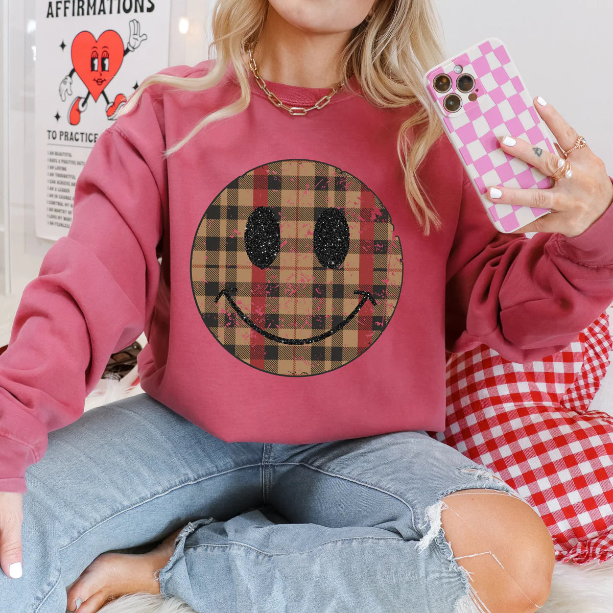 Valentine Plaid Smile DTF Transfer