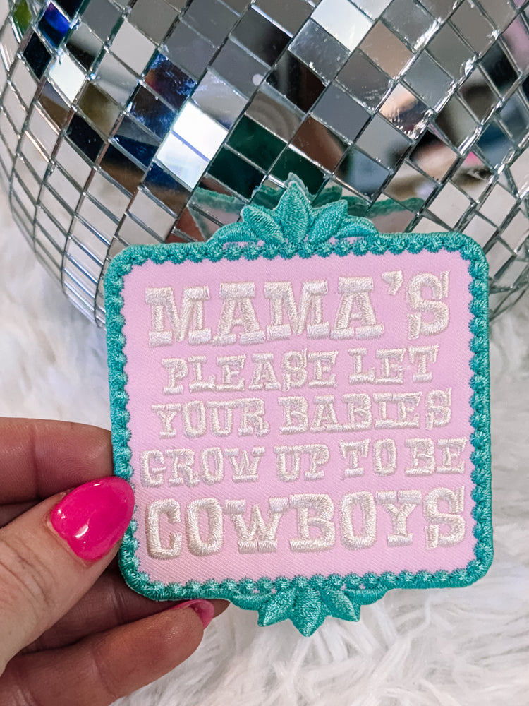 Pink & Turqouise Grow Up to Be Cowboys Western Hat/Pocket Patch