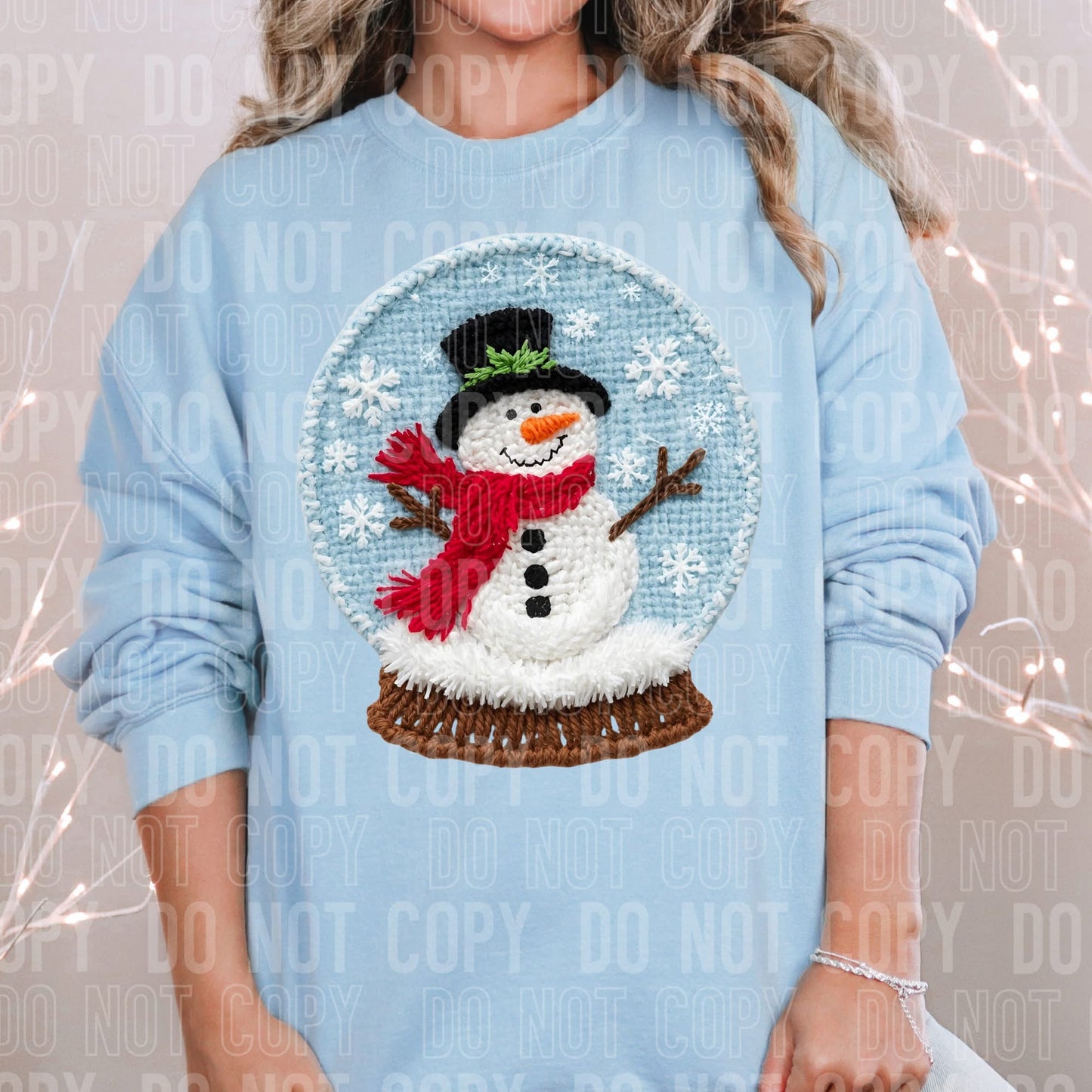 Faux Yarn Snowman Snowglobe DTF Transfer