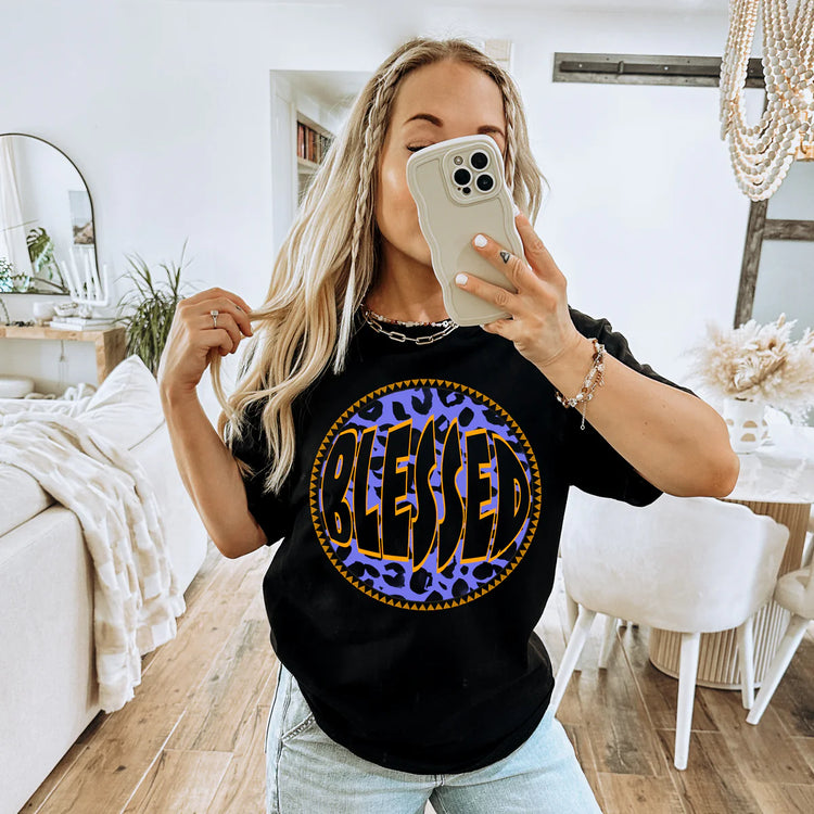 Purple Blessed Leopard Circle DTF Transfer