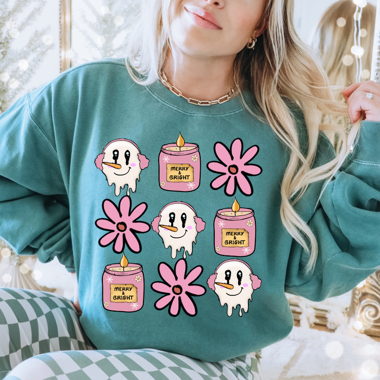 Merry & Bright Snowman Collage DTF Transfer