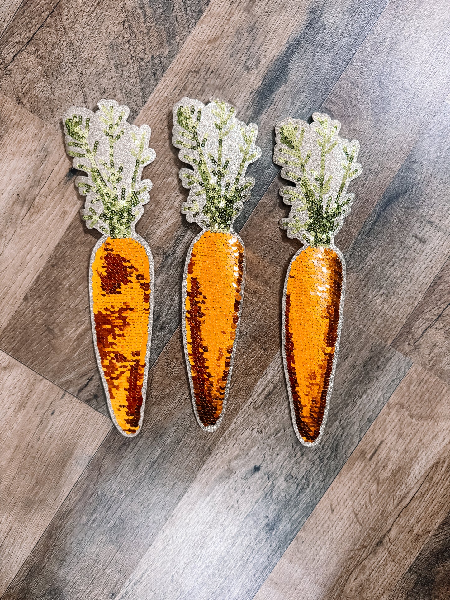 Sequin Carrot Easter Chenille Patch (Set of 3)