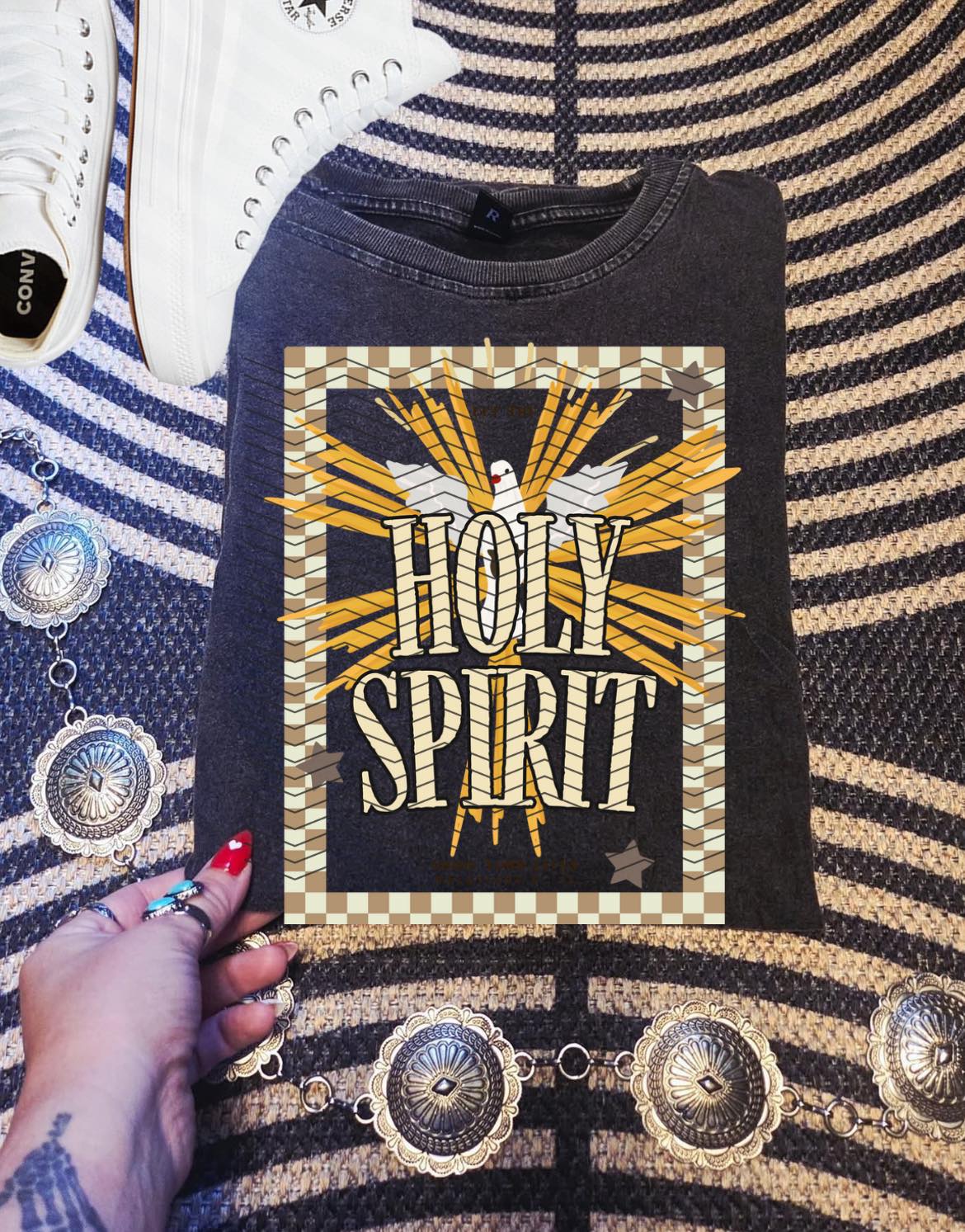 Holy Spirit with Checkered Outline Faith DTF Transfer