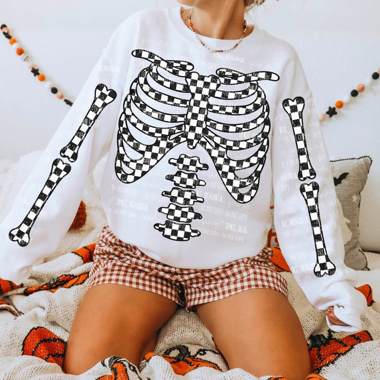 Checkered Rib Cage Halloween DTF Transfer