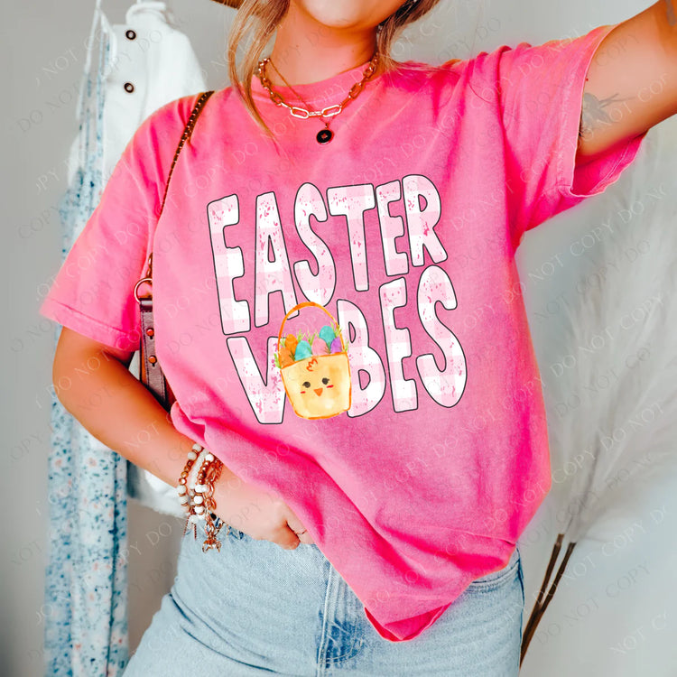 Pink Checkered Easter Vibes DTF Transfer