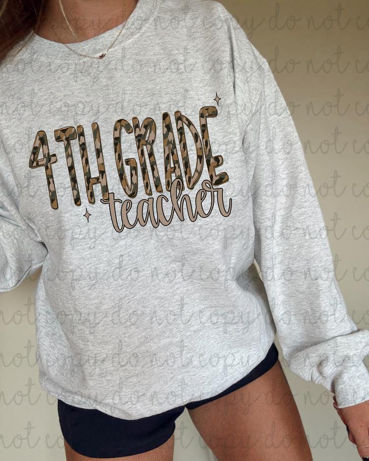 Camo 4th Grade Teacher DTF Transfer