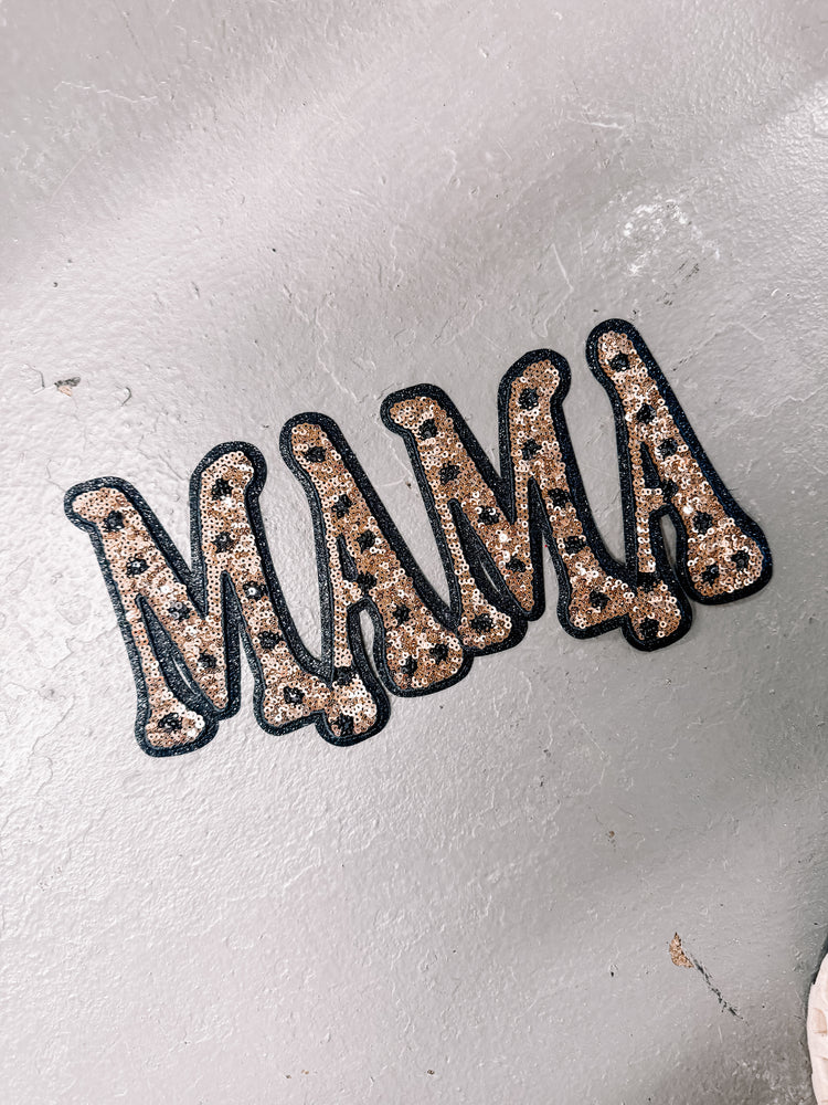 Mama Leopard Sequin Chenille Patch