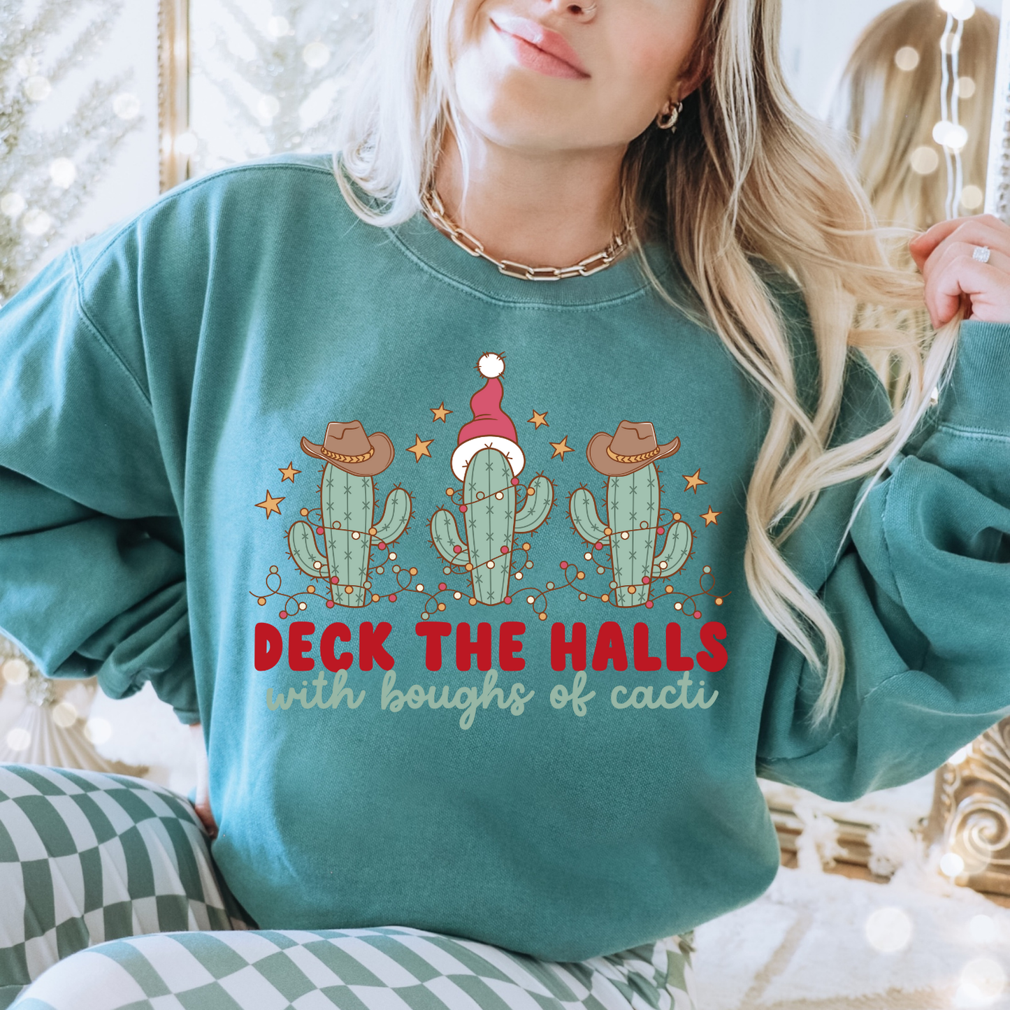 Deck The Halls With Boughs Of Cacti DTF Transfer