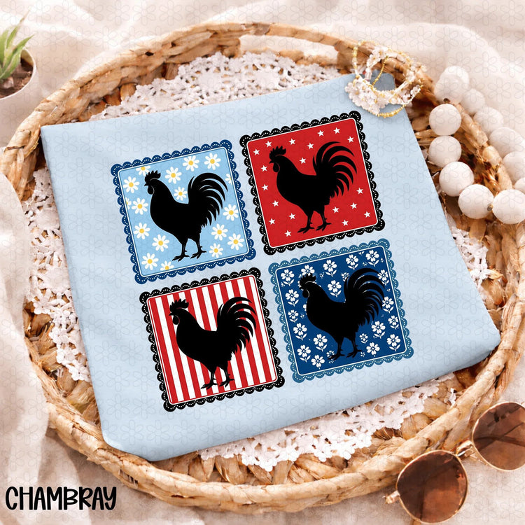 USA Chicken Floral 4th of July DTF Transfer
