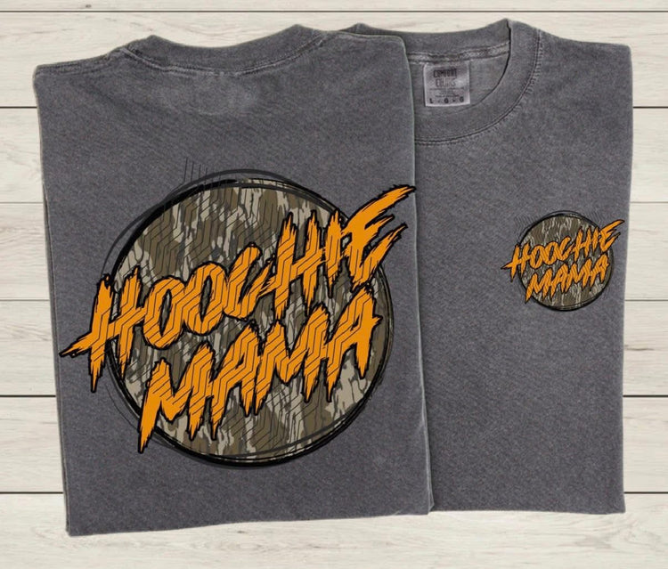 Hoochie Mama Orange Camo DTF Transfer (Front Pocket + Back)