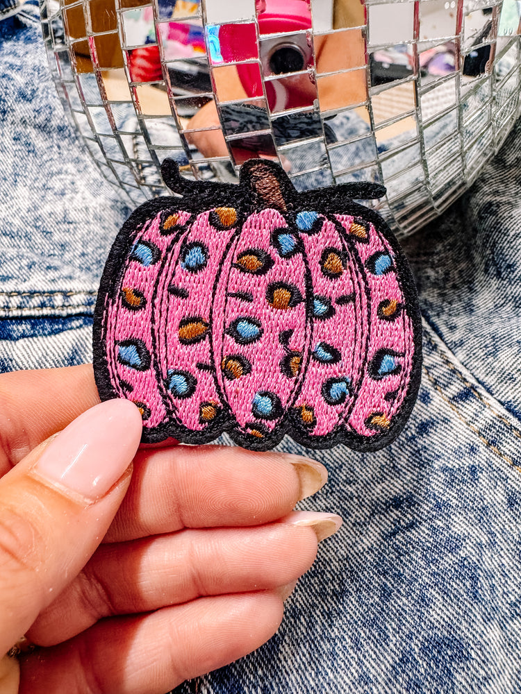 Pink Leopard Pumpkin Hat/Jacket Patch