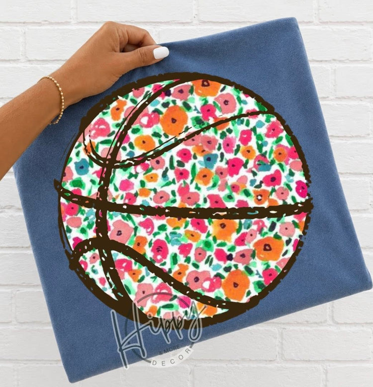 Preppy Fall Floral Basketball DTF Transfer