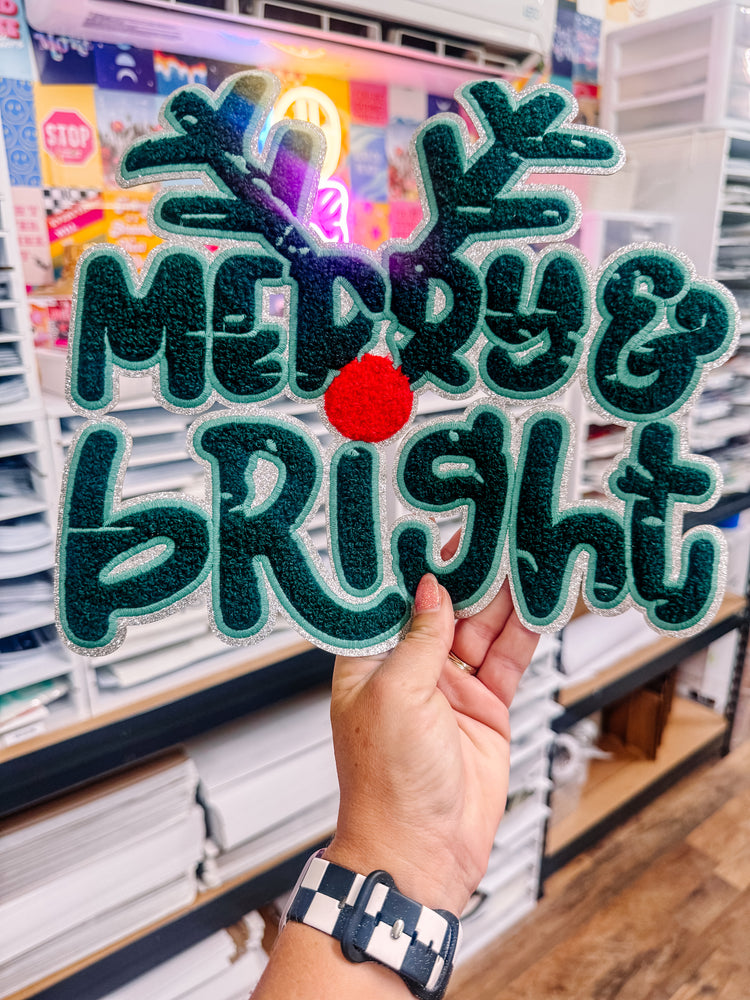 Merry & Bright Reindeer Christmas Patch (Adult Size)
