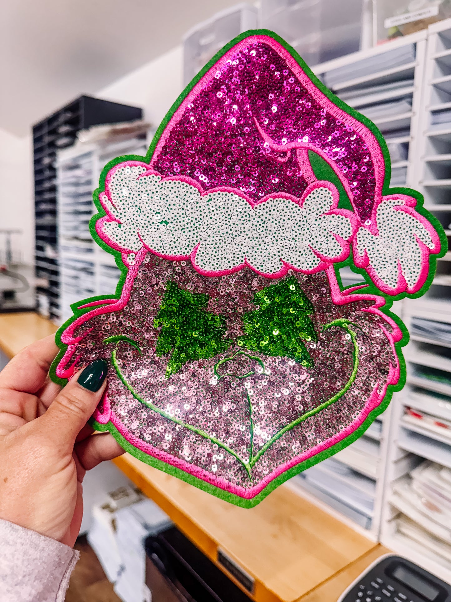 Pink Mean Christmas Sequin Patch (Adult Size)