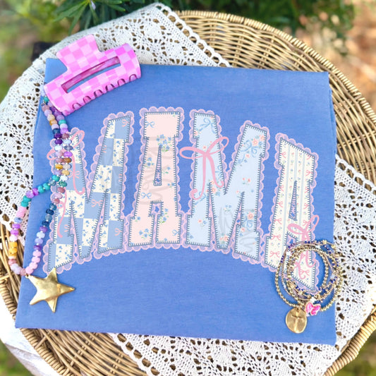 Mama Blue Floral DTF Transfer