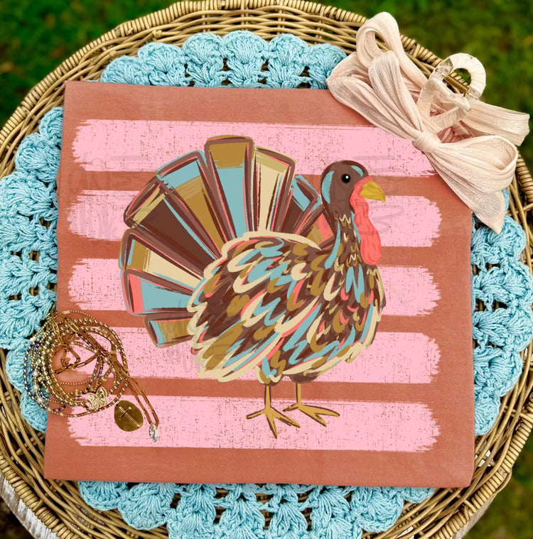 Trendy Turkey Stripes Thanksgiving DTF Transfer