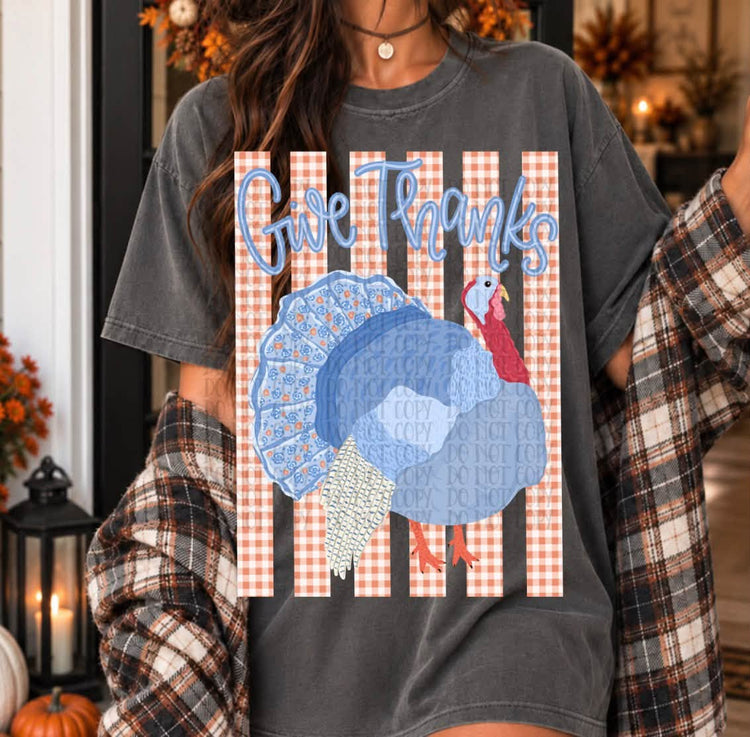 Give Thanks Plaid Thanksgiving DTF Transfer