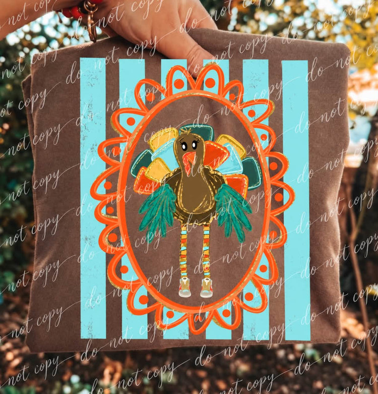 Preppy Framed Turkey Thanksgiving DTF Transfer