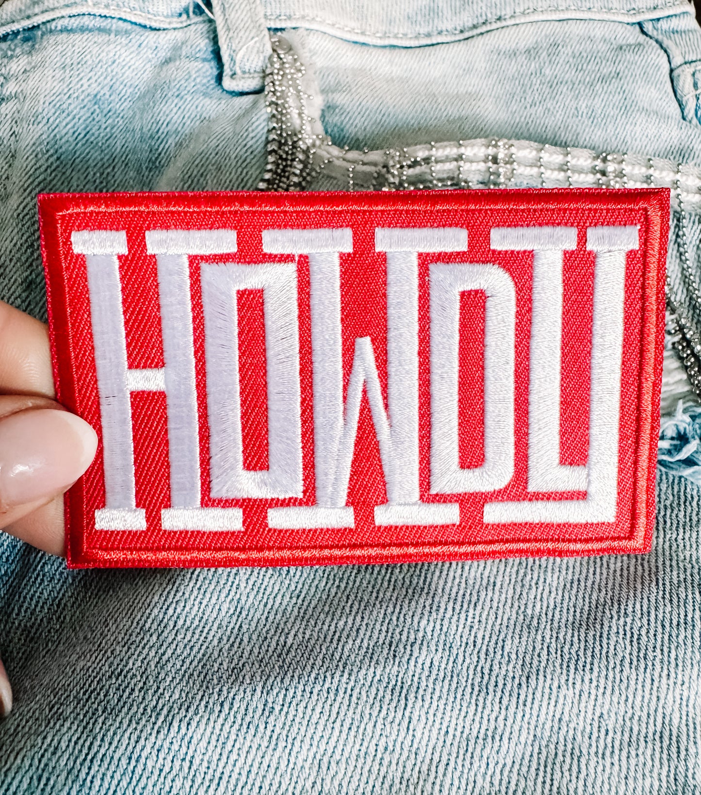 Howdy Red Western Hat/Pocket Patch