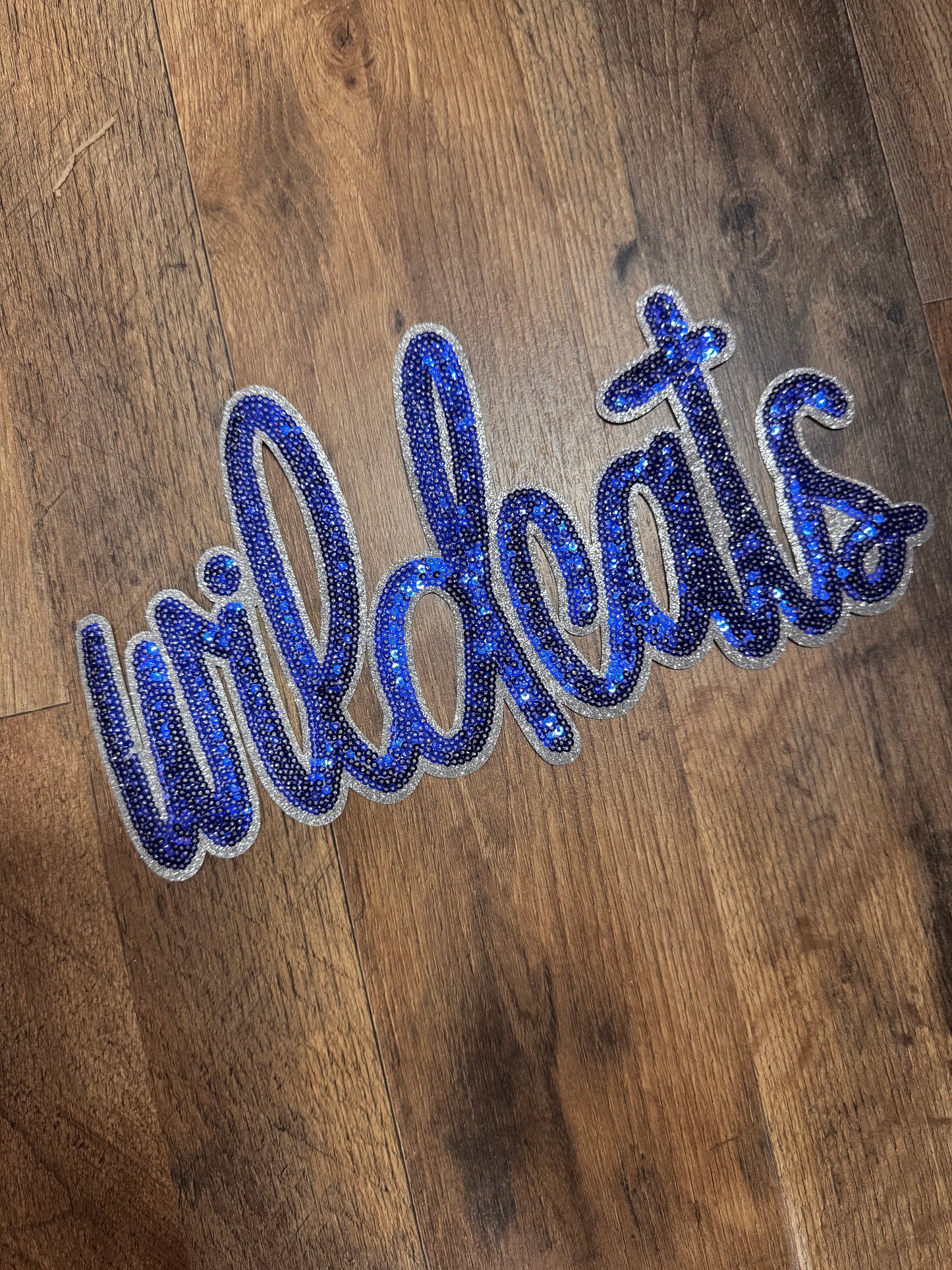 Royal Blue Wildcats Sequin Chenille Patch (Adult Size)