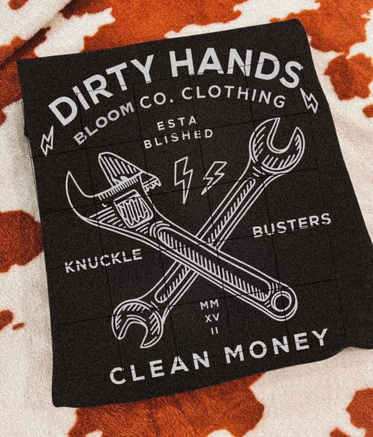 Dirty Hands Bloom Co Blue Collar DTF Transfer