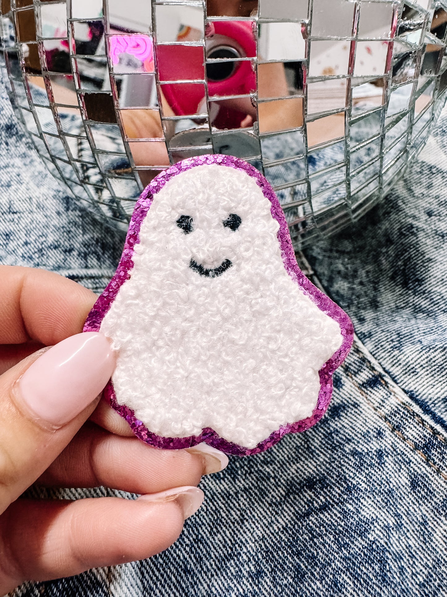 Purple Chenille Ghost Hat/Jacket Patch