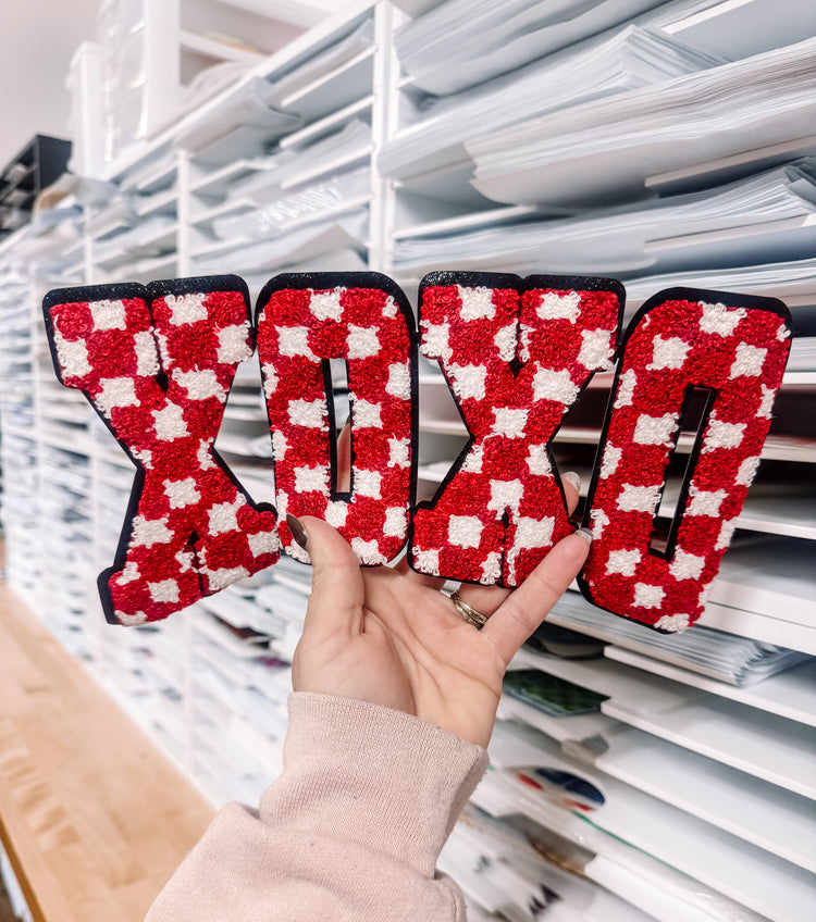 XOXO Plaid Valentines Chenille Patch