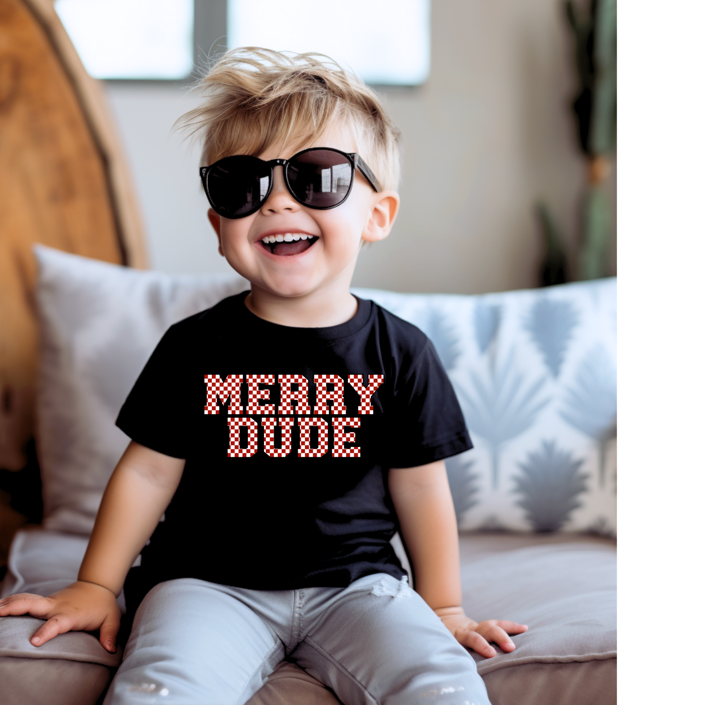 Merry Dude Red Checkered Christmas DTF Transfer