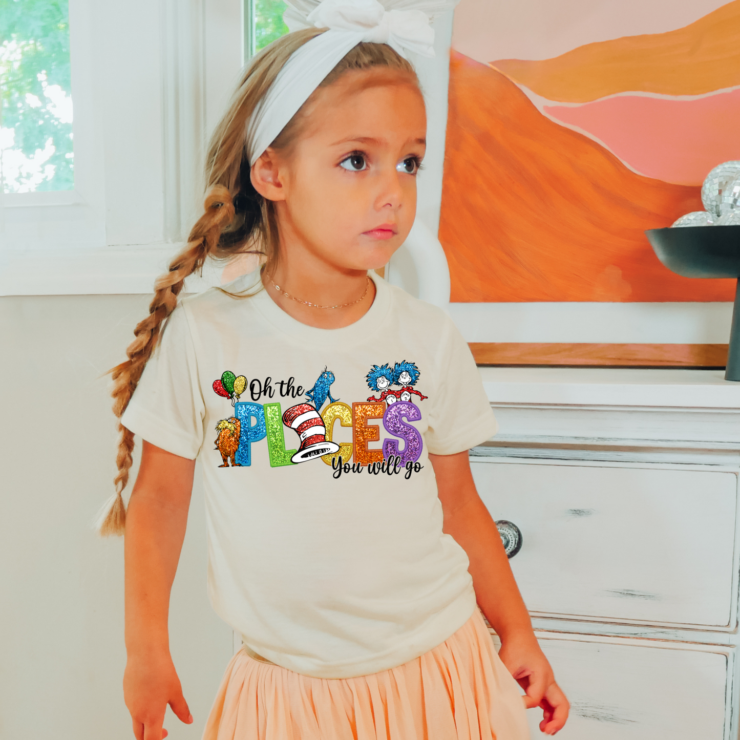 Oh the Places You Will Go Faux Glitter (Read Across America) DTF Transfer