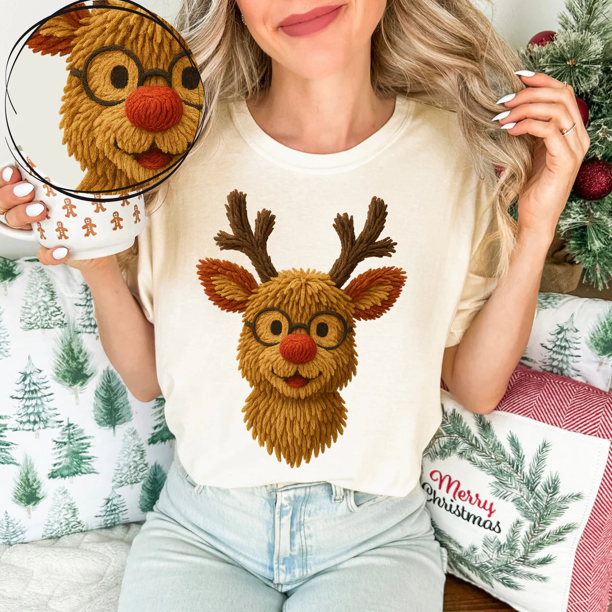 Faux Yarn Rudolph 2 DTF Transfer