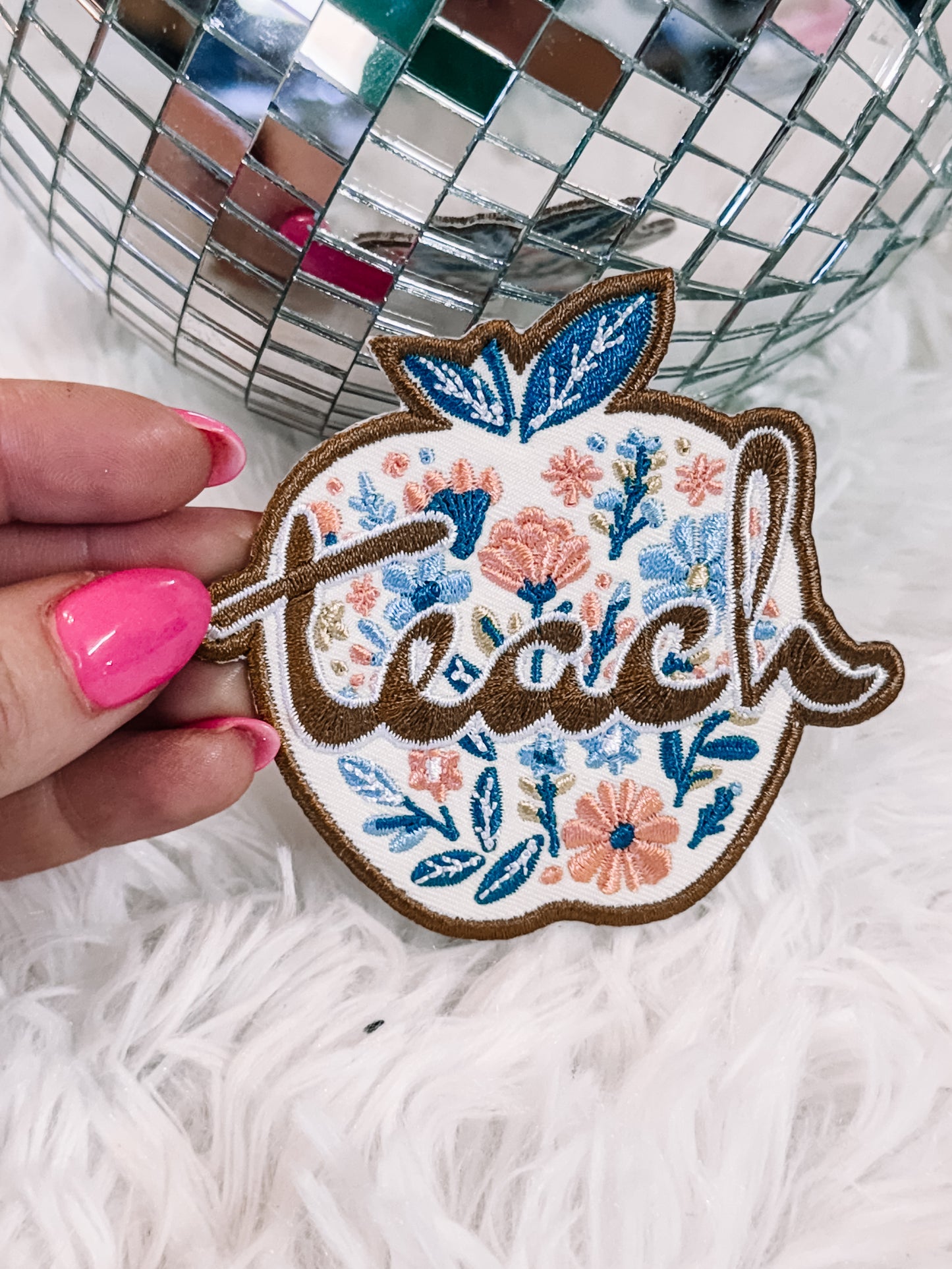 Retro Teacher Floral Hat/Pocket Patch