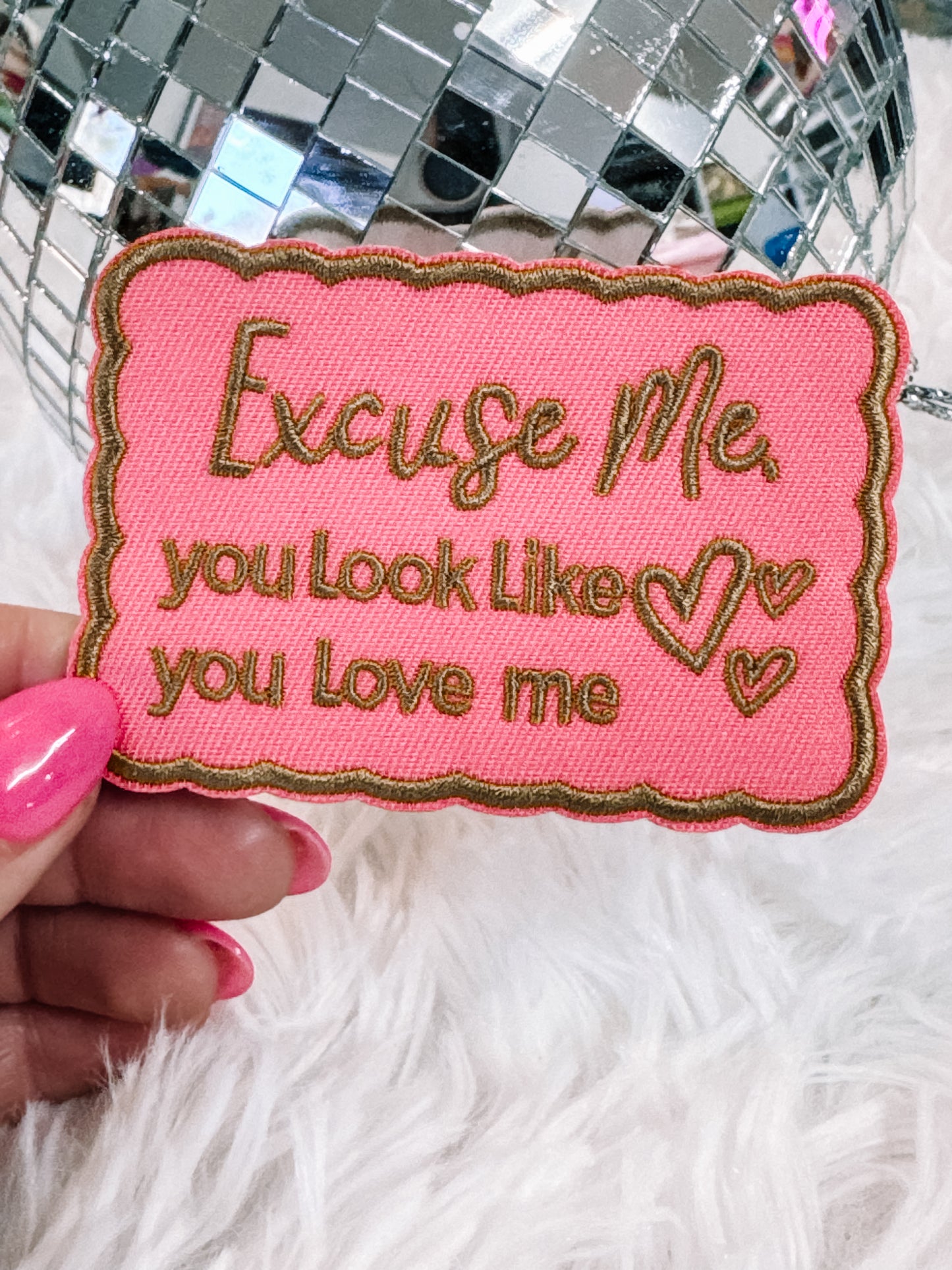 Excusive Me You Look Like You Love me Gold Detail Hat/Pocket Patch