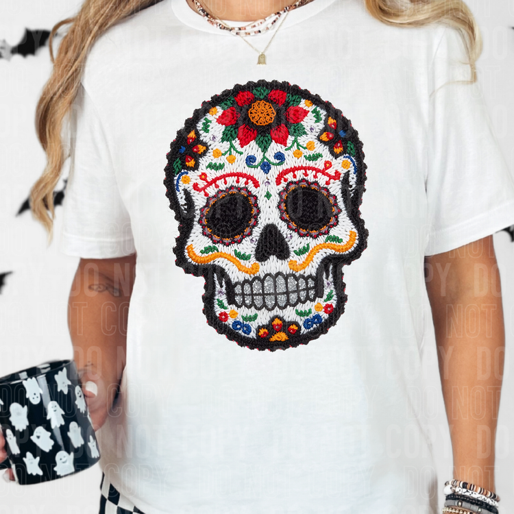 Faux Yarn Skull DTF Transfer