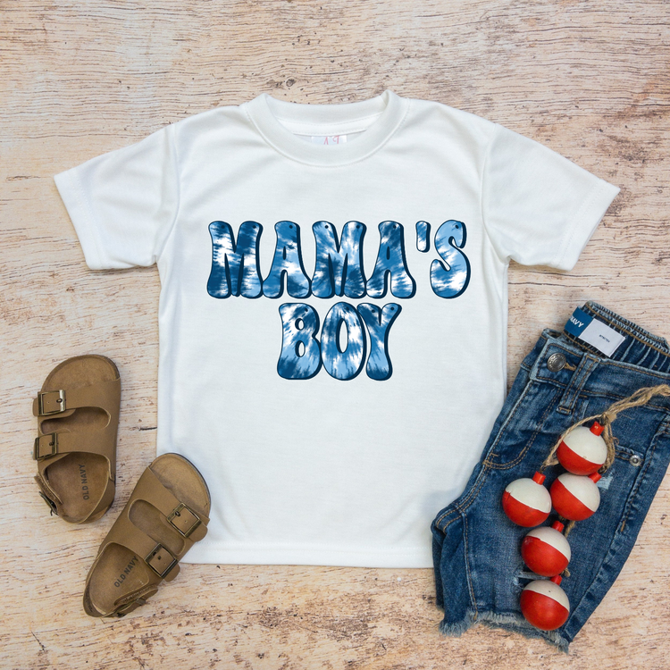 Blue Tie Dye Mama's Boy DTF Transfer
