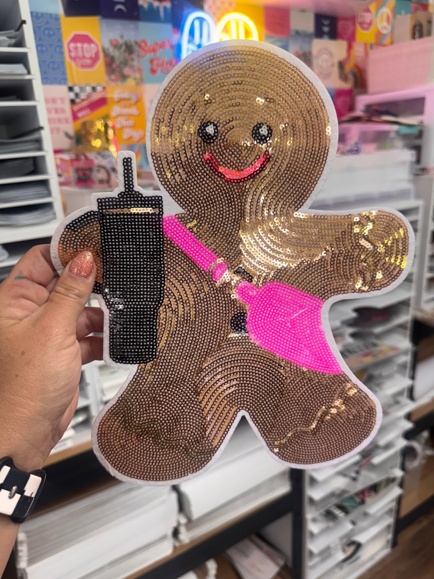 Gingerbread Christmas Sequin Patch (Adult Size)