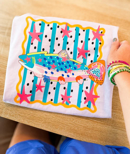 Retro Striped Fish DTF Transfer